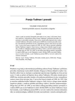 Franjo Tuđman and Croatian Parties of Right