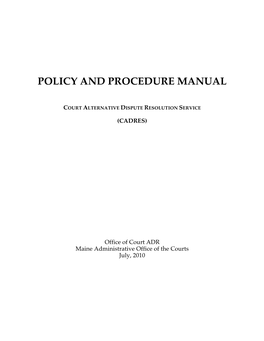 CADRES Policy and Procedure Manual Revised July, 2010 Page