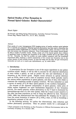 Optical Studies of Star Formation in Normal Spiral Galaxies: Radial Characteristics*