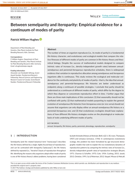 Between Semelparity and Iteroparity: Empirical Evidence for a Continuum of Modes of Parity