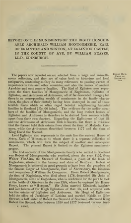 Reports on the Manuscripts of the Earl of Eglinton, Sir J. Stirling Maxwell