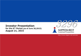 Investor Presentation 3296 for the 6Th Period (As of June 30,2015) 227-241-229 115-185-123 August 21, 2015 Line Color