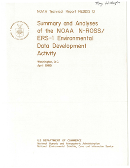 Summary and Analyses of the NOAA N-ROSS/ERS-1 Environmental