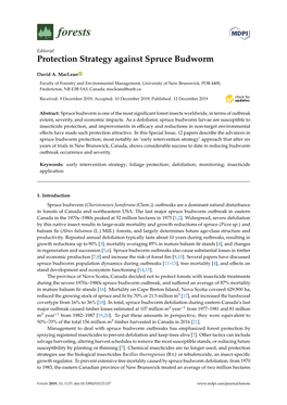 Protection Strategy Against Spruce Budworm