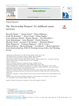 The `Survivorship Passport' for Childhood Cancer Survivors