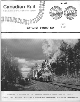 Canadian Rail the MAGAZINE of CANADA·S RAILWAY HISTORY
