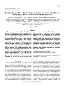 The Two Blue Opsins of Lycaenid Butterflies and the Opsin Gene-Driven Evolution of Sexually D