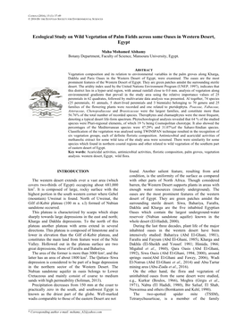 Ecological Study on Wild Vegetation of Palm Fields Across Some Oases in Western Desert, Egypt