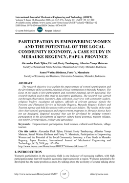 Participation in Empowering Women and the Potential of the Local Community Economy, a Case Study in Merauke Regency, Papua Province