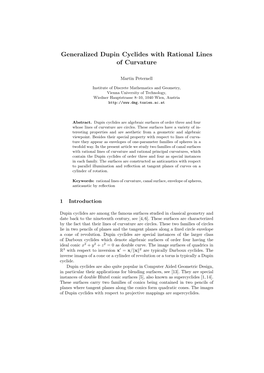 Generalized Dupin Cyclides with Rational Lines of Curvature