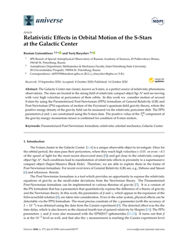 Relativistic Effects in Orbital Motion of the S-Stars at the Galactic Center
