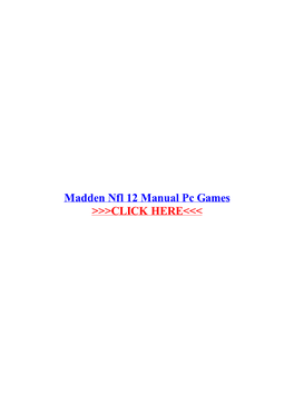 Madden Nfl 12 Manual Pc Games
