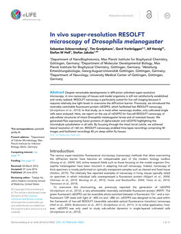 In Vivo Super-Resolution RESOLFT Microscopy of Drosophila