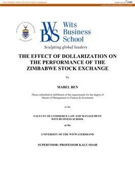 The Effect of Dollarization on the Performance of the Zimbabwe Stock Exchange