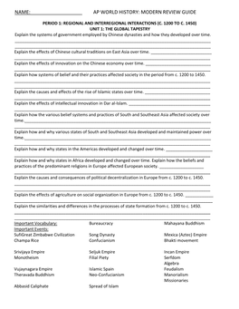 Name: Ap World History: Modern Review Guide