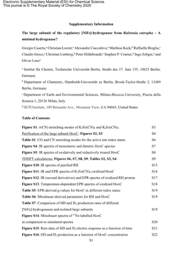 S1 Supplementary Information the Large Subunit of the Regulatory [Nife