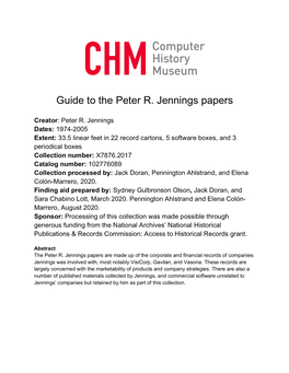 Guide to the Peter R. Jennings Papers