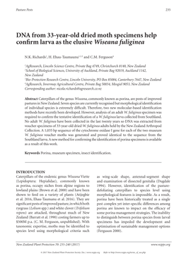 DNA from 33-Year-Old Dried Moth Specimens Help Confirm Larva As the Elusive Wiseana Fuliginea