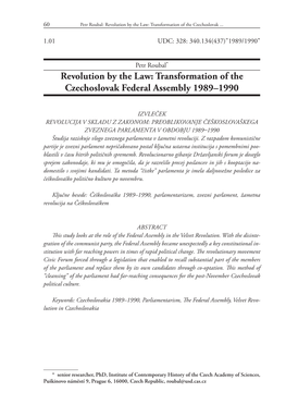 Transformation of the Czechoslovak Federal Assembly 1989–1990