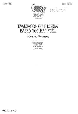 EVALUATION of THORIUM BASED NUCLEAR FUEL Extended Summary