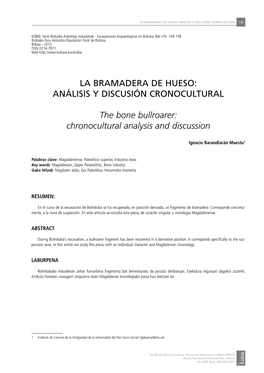 La Bramadera De Hueso: Análisis Y Discusión Cronocultural 149