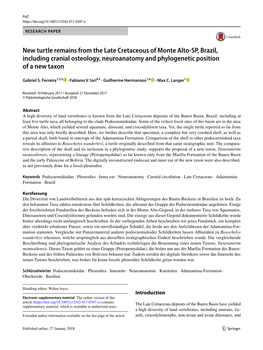 New Turtle Remains from the Late Cretaceous of Monte Alto-SP, Brazil