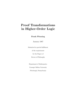 Proof Transformations in Higher-Order Logic