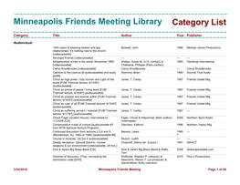 Minneapolis Friends Meeting Library Category List