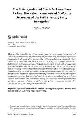 The Network Analysis of Co ‑Voting Strategies of the Parliamentary Party