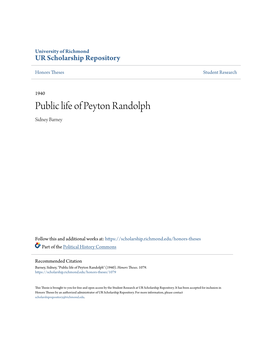 Public Life of Peyton Randolph Sidney Barney