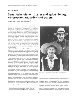Zena Stein, Mervyn Susser and Epidemiology: Observation, Causation and Action