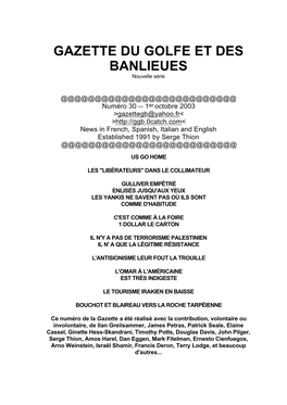 GAZETTE DU GOLFE ET DES BANLIEUES Nouvelle Série