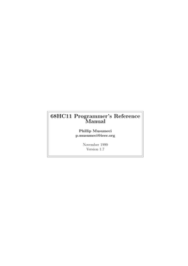 68HC11 Programmer's Reference Manual