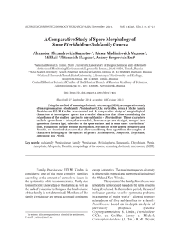 A Comparative Study of Spore Morphology of Some Pteridoideae Subfamily Genera