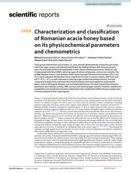 Characterization and Classification of Romanian Acacia Honey Based On