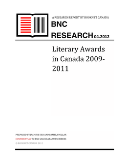 BNC Research's Literary Awards Study Aims to Eliminate Potential Surprises During Awards Season for Canadian Publishers and Booksellers