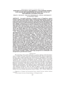 Porosity Evolution and Mineral Paragenesis During Low-Grade Metamorphism of Basaltic Lavas at Teigarhorn, Eastern Iceland Philip S