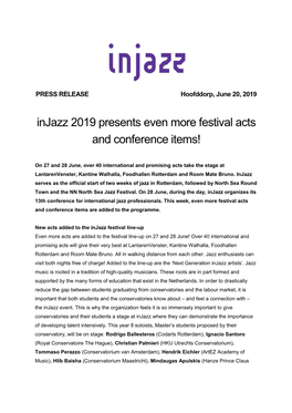 Injazz 2019 Presents Even More Festival Acts and Conference Items!