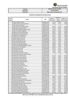 Cálculo Expre$$O Escritório De Cálculos Judiciais Processo 0001247-44.2014.5.05.0007 Reclamante SINDVIGILANTES Reclamada Map Serviços De Segurança Ltda