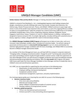 UNIQLO Manager Candidate (UMC)
