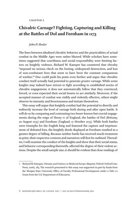 Chivalric Carnage? Fighting, Capturing and Killing at the Battles of Dol and Fornham in 1173