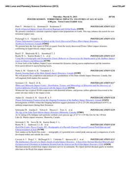 TERRESTRIAL IMPACTS: FEATURES at ALL SCALES 6:00 P.M