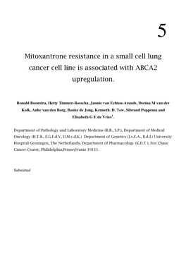 Mitoxantrone Resistance in a Small Cell Lung Cancer Cell Line Is Associated with ABCA2