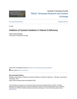 Inhibition of Cysteine Oxidation in Vitamin E Deficiency