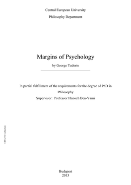 Margins of Psychology of Margins Central European University European Central