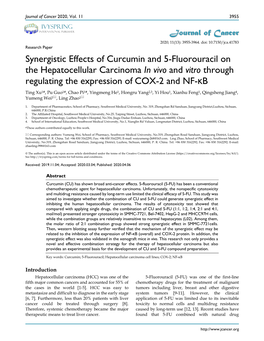 Synergistic Effects of Curcumin and 5-Fluorouracil on The