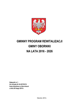 Gminny Program Rewitalizacji Gminy Oborniki Na Lata 2016 - 2026