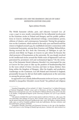 Leonard Cox and the Erasmian Circles of Early Sixteenth-Century England