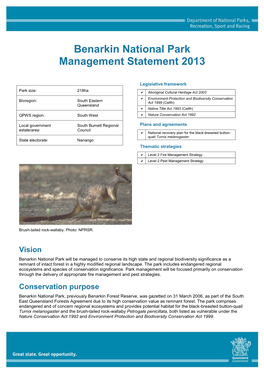 Benarkin National Park Management Statement 2013