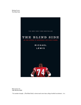 Michael Lewis the Blind Side More Praise for the BLIND SIDE “Yet